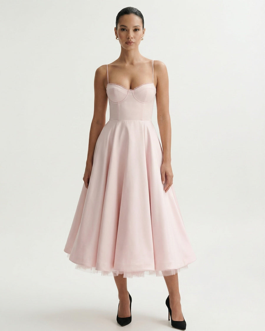 Giulia Midi Pink Dress – Linda Lanning