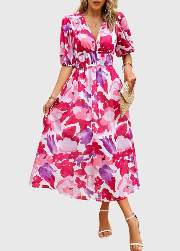 Annie | Flattering Floral Midi Dress