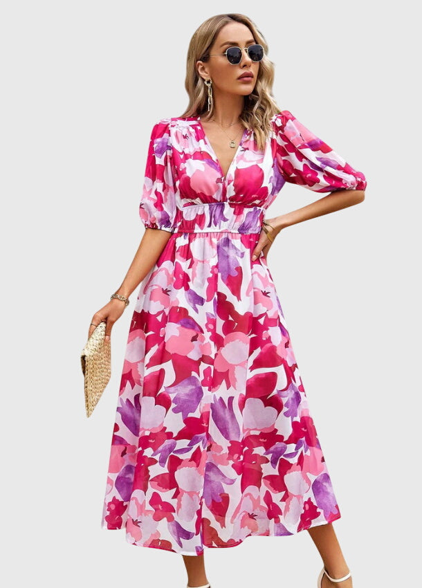 Annie | Flattering Floral Midi Dress